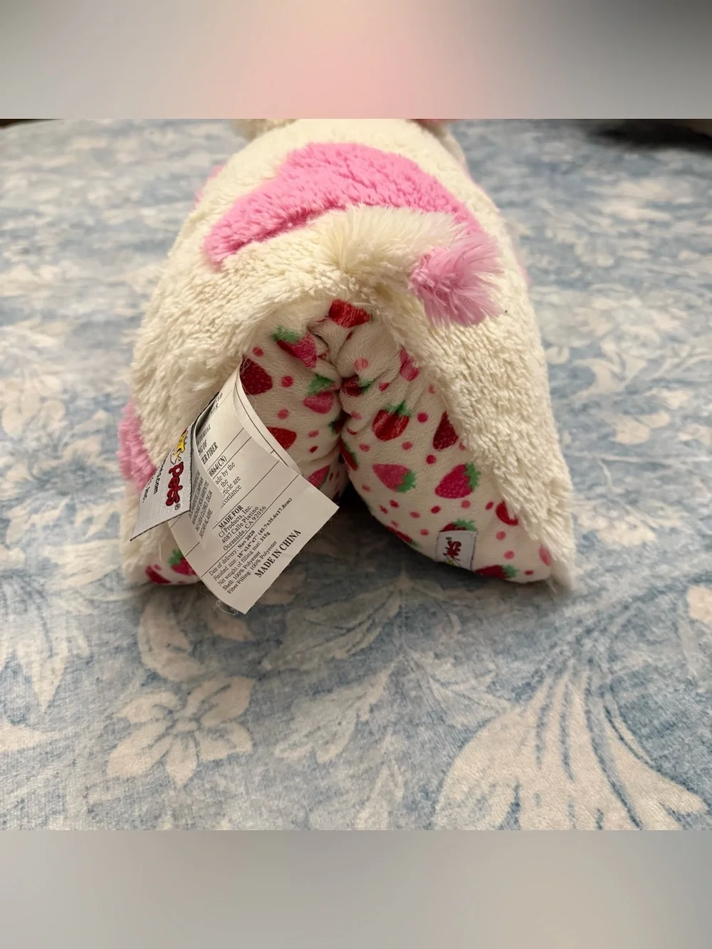Pillow pet Plush pink strawberry Cow Pet Toy Pink and Cream Soft Stuffed animal